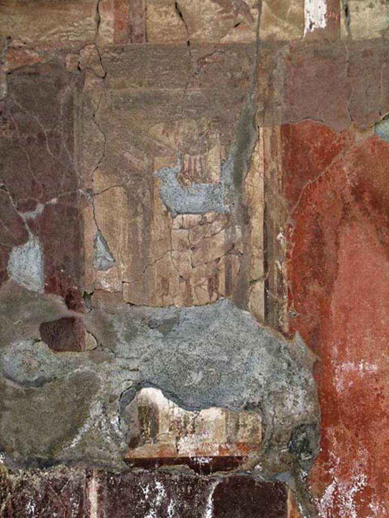 VI.17, Herculaneum. May 2004. Detail of painted decoration on south wall.
Photo courtesy of Nicolas Monteix.